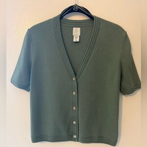 Joie Green Short Sleeve Knit Cardigan